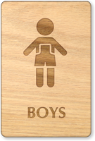 Boys Wooden Restroom Sign