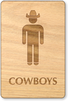 Cowboys Wooden Restroom Sign