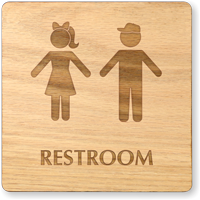 Boy And Girl Symbol Unisex Wooden Restroom Sign