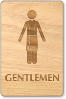 Gentlemen In Towel Wooden Restroom Sign