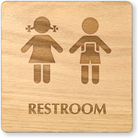 Girls And Boys Symbol Unisex Wooden Restroom Sign