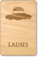 Ladies Hat Symbol Wooden Restroom Sign