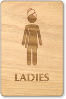 Ladies In Towel Woman Wooden Restroom Sign