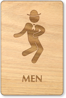 Dancing Men Wooden Restroom Sign