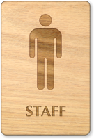 Male Staff Wooden Restroom Sign