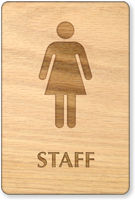 Female Staff Wooden Restroom Sign