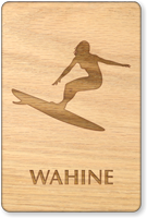 Wahine Wooden Restroom Sign