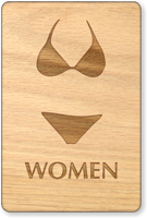 Women Bikini Symbol Wooden Restroom Sign