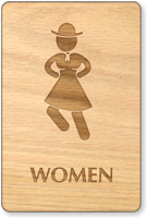Dancing Women Wooden Restroom Sign