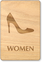 Women Heels Symbol Wooden Restroom Sign
