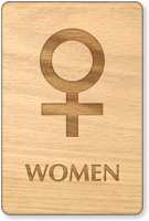 Women Venus Symbol Wooden Restroom Sign