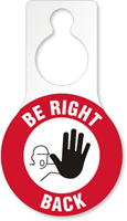 Be Right Back Pear Plastic Door Hanger Tag