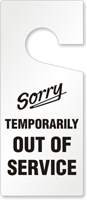 Temporarily Out of Service Plastic Door Hang Tag