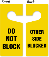 Do Not Block, Other Side Blocked Door Hanger