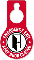 Emergency Exit Keep Door Closed Hang Tag