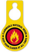 Flammable Material Keep Door Closed Hang Tag