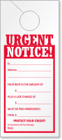 Urgent Notice Late Rent Payment Reminder Door Hanger