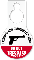 Licensed Gun Owners Dont Trespass Hang Tag