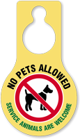 No Pets Allowed Service Animals Hang Tag