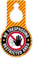 No Trespassing Restricted Area Door Hang Tag