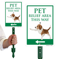 Pet Relief Area This Way Choose Arrow Sign