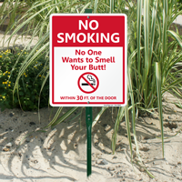 No Smoking Within 30 Feet LawnBoss Sign