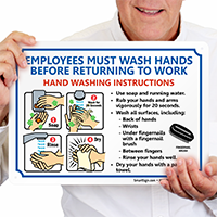 Employees Wash Hands Steps Signs