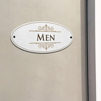 Masculine Restroom Door Sign with Diamondplate Design