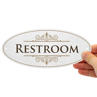 Restroom sign with diamondplate design