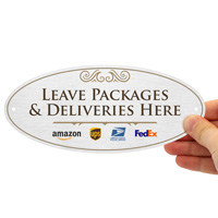 Diamondplate Door Sign: Leave Packages Here