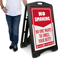 No Smoking Within 30 Feet Sidewalk Sign