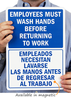 Bilingual Signs Wash Hand Sign