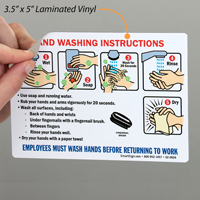 Employees Hand Washing Instructions Signs
